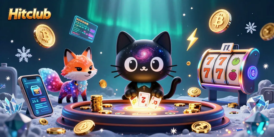 Engage in thrilling games at Hitclub's cosmic casino featuring 3D characters and vibrant crypto elements.